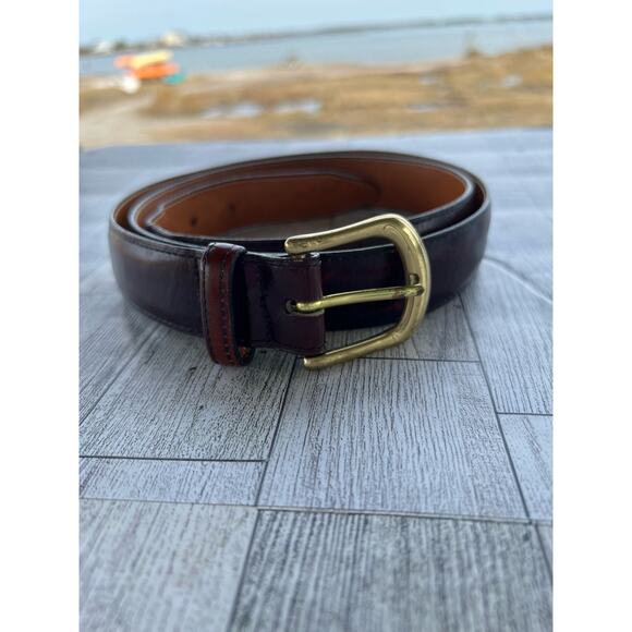 SAS Leather belt Brass Buckle Men’s size 42 Brown - Picture 1 of 14